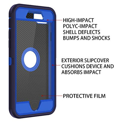 I-HONVA for iPhone SE 2022/2020 Case Built-in Screen Protector Shockproof Dust/Drop Proof 3 in 1 Full Body Rugged Heavy Duty Cover for Apple iPhone SE 3rd/2nd Gen 4.7, Navy Blue - color: Navy Blue