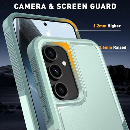 Vinve for Samsung Galaxy S24 FE Case with HD Screen Protector, Military-Grade Shockproof & Dual-Layer Protection, Anti-Slip Grip Design Phone Case, Green - color: Green