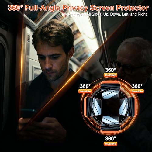 OneFish for iPhone 16 Pro Privacy Screen Protector - 4 Way 360 Anti Spy | Bubble Free , 9H Tempered Glass , Easy Installation with Auto Dust-Elimination , Scratch Resistant for 16 Pro , 2 Pack - size: iPhone 16 Pro