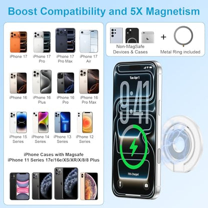 Dual-Sided Magnetic Phone Grip MagSafe Phone Ring Holder Kickstand Loop - color: white