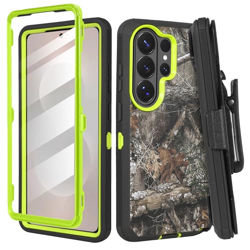 Compatible for Samsung S26 Ultra Rugged Case with Belt Clip Holster & Built-in Screen Protector, Heavy-Duty Full-Body Shockproof Cover, Military-Grade Protective Case (Camo Green) - color: Camo Green