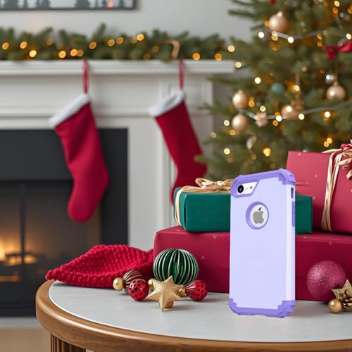 IDweel for iPhone 8 Case & for iPhone 7 Case with Screen Protector (Tempered Glass),3 in 1 Shockproof Hybrid Heavy Duty Hard PC Cover Soft Silicone Sturdy Bumper Full Body Sturdy Case, Purple - color: Purple