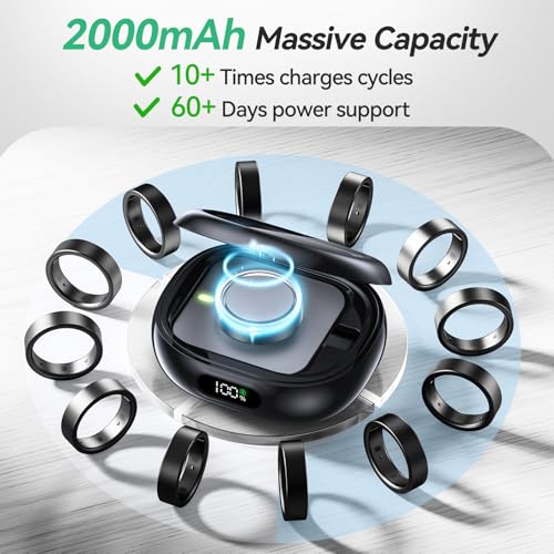 Tensea Portable Charging Case Compatible with Oura Ring Gen 5 & Gen 4 & 3 | (Official Charger NOT Included), 2000mAh Wireless Power Station, Universal Fit, 30-Day Runtime Charger Accessories - color: Black