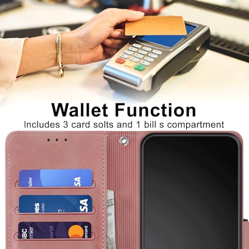 Flip Wallet Case for iPhone 11 PU Leather Pink | RFID Blocking, 3 Card Slots & 1 Cash Pocket, Magnetic Closure, Kickstand Function, Leather Flip Case for iPhone 11 - color: Pink