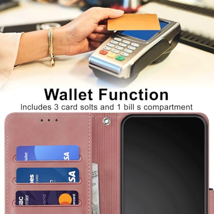 Flip Wallet Case for iPhone 11 PU Leather Pink | RFID Blocking, 3 Card Slots & 1 Cash Pocket, Magnetic Closure, Kickstand Function, Leather Flip Case for iPhone 11 - color: Pink