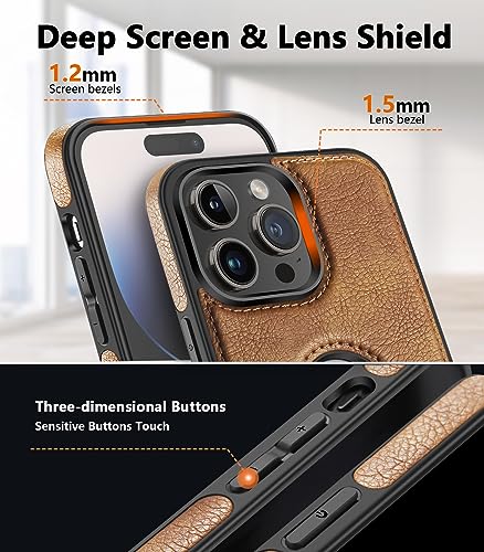 WTCASE Magnetic for iPhone 15 Pro Leather Case,Built-in Invisible Stand [Compatible with Magsafe] Protective Slim Kickstand Phone Cover Compatible with iPhone 15 Pro (2023) 6.1" (Brown) - color: Brown, size: iPhone 15 Pro-6.1"