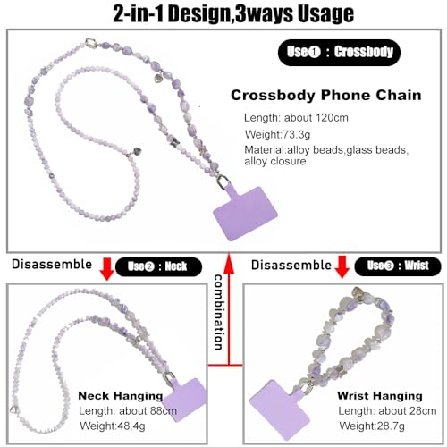 Phone Crossbody Chain CellPhone Lanyard,Universal Phone Chain Strap with Tether Patches Compatible with Most Phones (X) - color: X