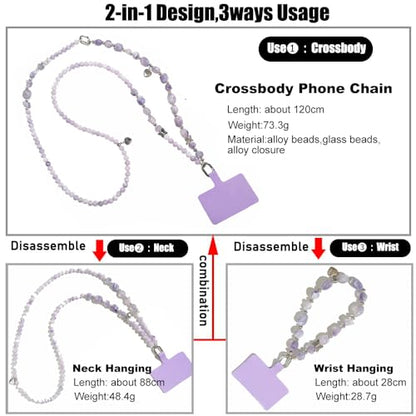 Phone Crossbody Chain CellPhone Lanyard,Universal Phone Chain Strap with Tether Patches Compatible with Most Phones (X) - color: X