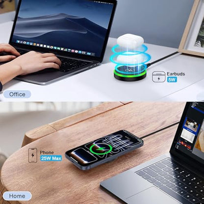 Super Fast Magnetic Wireless Charger Pad MagSafe 25W with 30W Power Adapter - color: Black