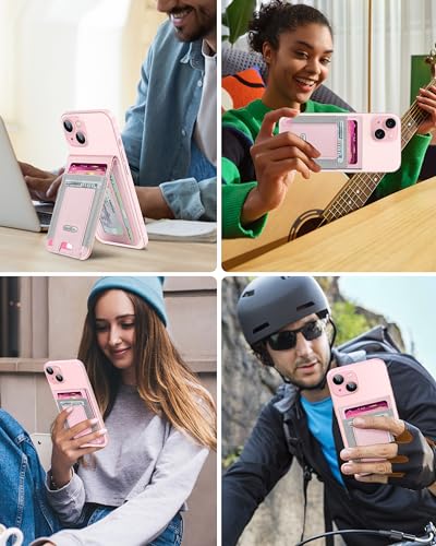 For Magsafe Wallet Stand, 10 Cards Holder, RFID Blocking | Strongest Magnetic Wallet for iPhone 17/16/15/14/13/12 Series, Adjustable Stand, ID Window, 4 Card Slots, Vegan Leather, Pink - color: Pink