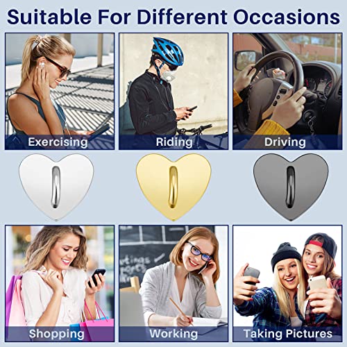 Moxweyeni 6 Pcs Cell Phone Ring Holder, Heart Phone Charm Hook Adhesive Smartphone Finger Ring Stand Sticky Metal Loop Grip for Cellphone Case Pad Tablet DIY Accessories