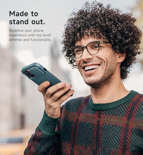 SURITCH for iPhone 13 Pro Max/12 Pro Max Case with Magnetic Camera Slide Cover and Adjustable Kickstand, Compatible with MagSafe, Shockproof Bumper Case Slim Protective Cover 6.7 Inch, Lake Green - color: Lake Green, size: IPhone 13 Pro Max/12 Pro Max-6.7