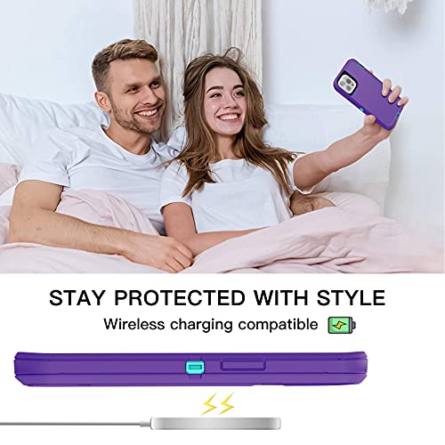 AICase for iPhone 13 Pro Max Case with Belt-Clip Holster, Screen Protector, Heavy Duty Protective Phone Case, Military Grade Full Body Protection Shockproof/Dustproof/Drop Proof Rugged Cover - color: Purple with Belt+Glass Protector