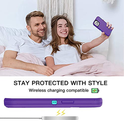 AICase for iPhone 13 Pro Max Case with Belt-Clip Holster, Screen Protector, Heavy Duty Protective Phone Case, Military Grade Full Body Protection Shockproof/Dustproof/Drop Proof Rugged Cover - color: Purple with Belt+Glass Protector