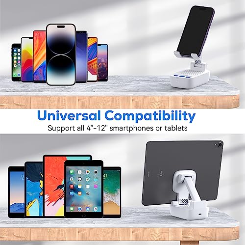 comiso Phone Stand with Bluetooth Speaker, HD Stereo, Adjustable, Black - color: White