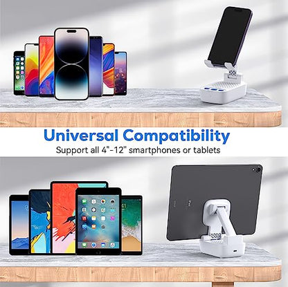 comiso Phone Stand with Bluetooth Speaker, HD Stereo, Adjustable, Black - color: White