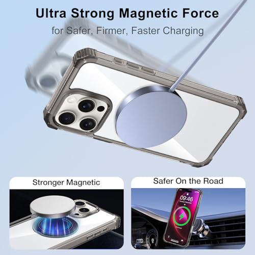 Clear Case for iPhone 16 Pro with Magnetic 360 Rotatable Ring Stand | Military Grade Heavy Duty Cover with 360 Rotatable Ring Kickstand -260417 - color: Clear Black, size: iPhone 16 Pro