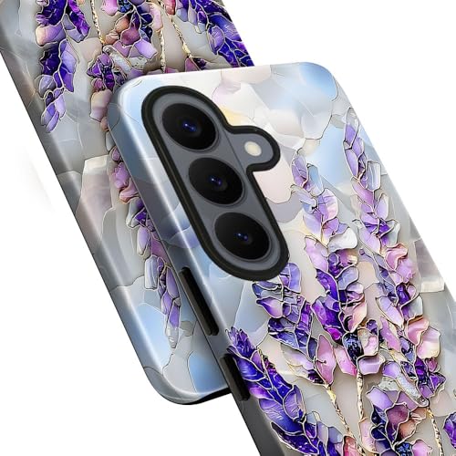 Case for Samsung Galaxy S26,Camera Protection Soft Glossy Phone Case - Lavender Flower Purple Stained Glass - color: Lavender Flower Purple Stained Glass, size: Samsung Galaxy S26