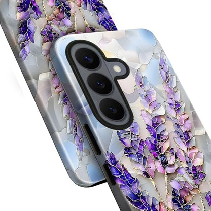 Case for Samsung Galaxy S26,Camera Protection Soft Glossy Phone Case - Lavender Flower Purple Stained Glass - color: Lavender Flower Purple Stained Glass, size: Samsung Galaxy S26