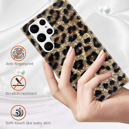 J.west Galaxy S22 Ultra Case 5G 6.8-inch, Phone Case S22 Ultra, Soft Sparkly Leopard Print Pearly Thinfoil Animal Design Women Girl Protective Case Phone Cover Compatible with Samsung S22Ultra - color: Wild Cheetah