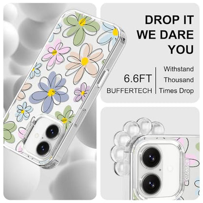 MOSNOVO for iPhone 17 Case | Military Grade 6.6ft Drop Tested | Camera Control | Clear with Linear Blooms Design - color: Clear - Linear Blooms, size: iPhone 17