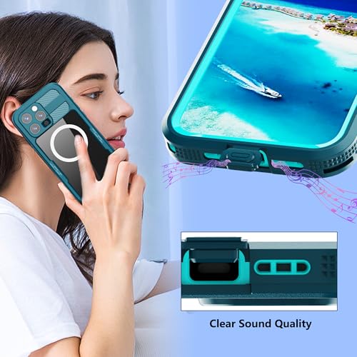 Waterproof Phone Case for iPhone 16 Pro Max 6.9 inch Magnetic - color: Cyan-Teal, size: iPhone 16 Pro Max 6.9 inch