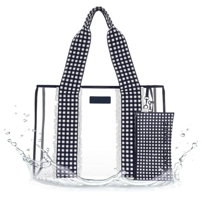 Case-Mate Jelly Tote Bag - color: Clear Navy Gingham Eyelet Ruffle