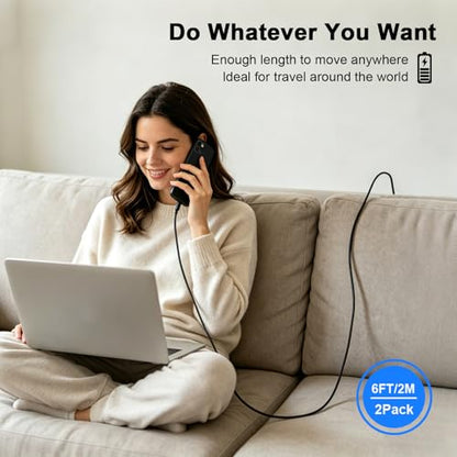 iPhone Charger,[MFi Certified] 2Pack 6FT Lightning Cable Data Sync Charging Cords With 2Pack USB Wall Charger Travel Plug Adapter Compatible with iPhone 14/13/12/11/Mini/XS/Max/XR/X/8/7/SE - color: Black