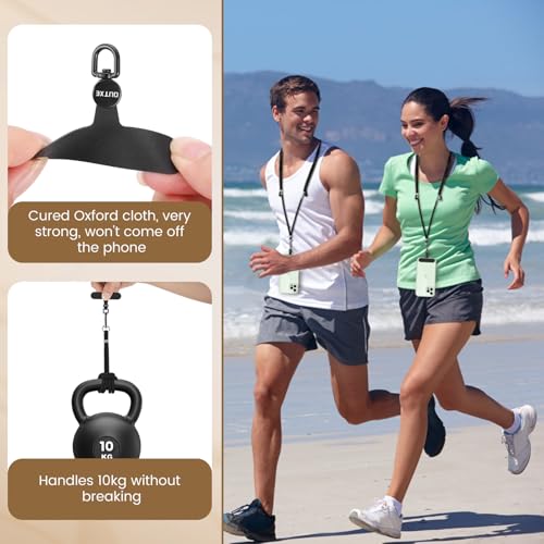 OUTXE Phone Tether Tab Rotatable 360°, 4 Pack Phone Lanyard Patch for Phone Strap Compatible iPhone & Other Cell Phone (Black) - color: Black