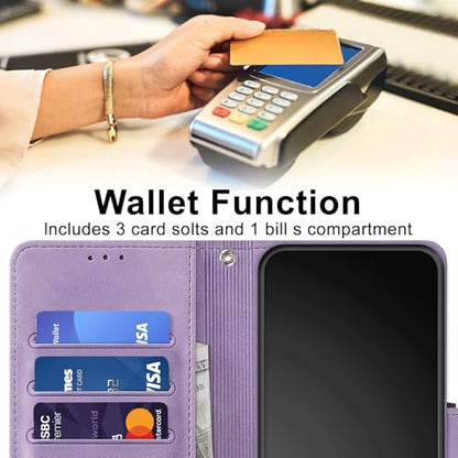 Flip Wallet Case for iPhone 11 PU Leather Purple | RFID Blocking, 3 Card Slots & 1 Cash Pocket, Magnetic Closure, Kickstand Function, Leather Flip Case for iPhone 11 - color: Purple