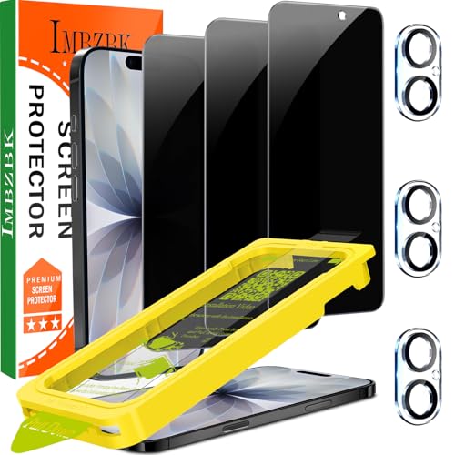 IMBZBK 3 Pack Privacy Screen Protector for iPhone 17, Tempered Glass - size: iPhone 17 6.3 inch