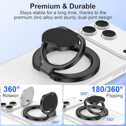 Magnetic Phone Ring Holder for MagSafe Dual-Side 360° Rotation Strong Magnet Finger Cell Phone Ring Grip Stand MagSafe Kickstand for iPhone 17 Pro Max/17 Pro/17/16/15/14/13/12,Samsung,Android,iPad