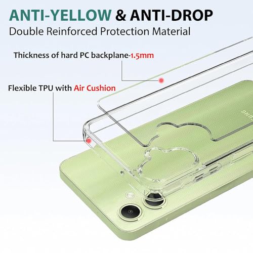 for Samsung Galaxy A06 5G Case Crystal Clear Slim Hard Case Hybrid Shockproof Bumper with Tempered Glass Screen Protector Full Body Anti-Yellow Anti-Scratch Phone Protective Cover - color: Galaxy A06 5G