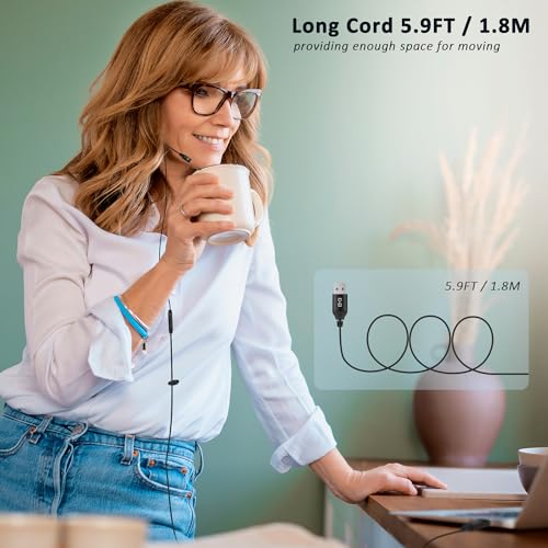 USB-A Wired Single Earbud (Right) with Boom Mic for Call & Conference