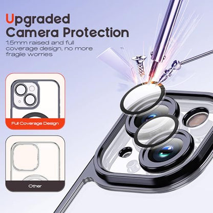 for Plating iPhone 15 Case with Magnetic Stand,Black - color: Black, size: iPhone 15