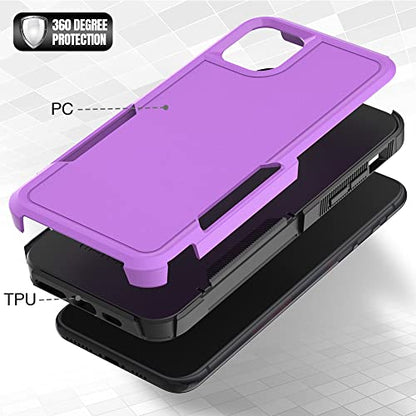 Jeylly for iPhone 11 Case with Tempered Glass Screen Protector [2 Pack] Dual Layer Anti Drop Non Slip Heavy Duty Full Body Shockproof Protective Phone Case for iPhone 11, Purple | Dual Layer Anti Drop Non Slip Heavy Duty Full Body Shockproof Protective Ph