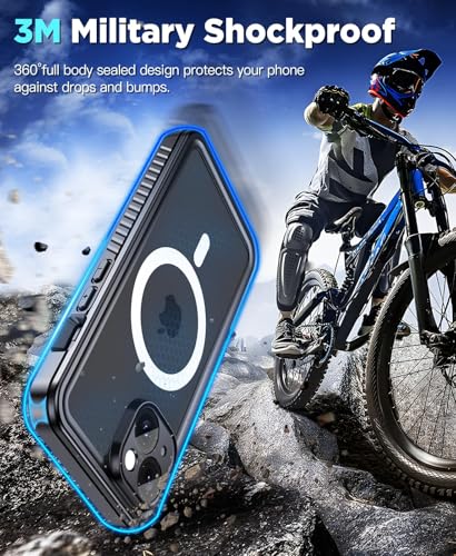 Beeasy for iPhone 15 Waterproof Case Compatible with Magsafe IP68 Underwater Military Grade, Phone Case with Shockproof, Dustproof, Rugged 360 Full Body Protection Cover with Built-in Screen Protector - size: iPhone 15 (6.1")