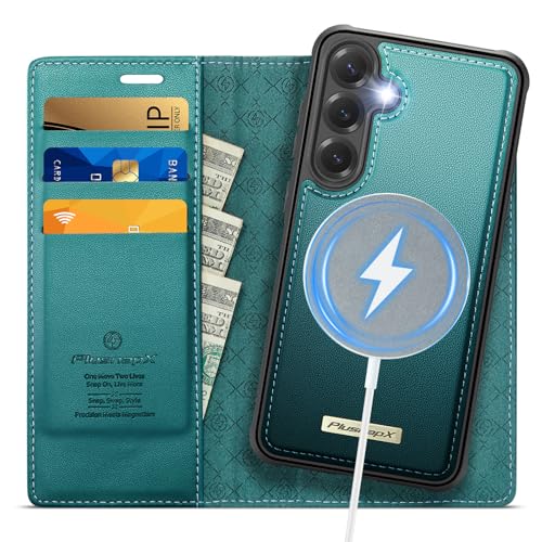 for Samsung Galaxy S26 Plus 2in1 Detachable Wallet Case, Bluegreen | Compatible with Magsafe, Magnetic, RFID Blocking Card Holder, Shockproof, Kickstand, Wireless Charging, PU Leather Flip Cover - color: (Detachable 2 in 1)-Blue Green, size: Galaxy S26 Pl