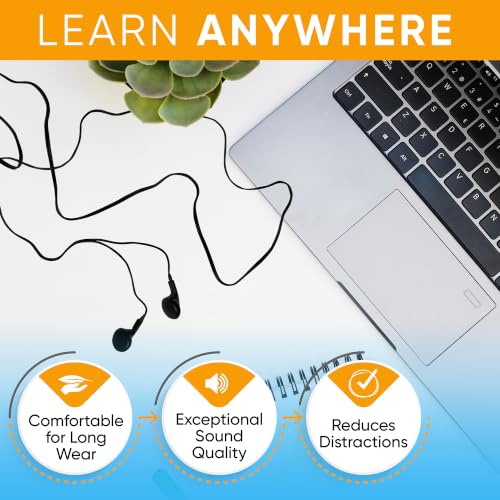 10 Pack Bulk Wired Earphones, In Ear Earbud Headphones with 3.5mm Jack, 4ft Tangle Free Cable, Comfortable Fit, Affordable and Cost Effective, Ideal for School Classroom Testing Students, Mix