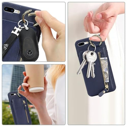 Ｈａｖａｙａ Flip Wallet Case for iPhone 8 Plus & iPhone 7 Plus - Blue - color: Blue-Ring, size: iPhone 8 Plus & iPhone 7 Plus