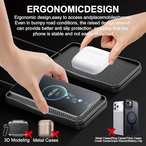15W Non-Slip Wireless Car Charger Pad Type-C - size: 7" L x 3.5" W - No Adapter - Type C