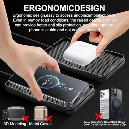 15W Non-Slip Wireless Car Charger Pad Type-C - size: 7" L x 3.5" W - No Adapter - Type C