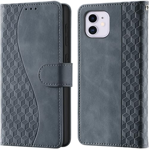 Flip Wallet Case for iPhone 11 PU Leather Gray Purple | RFID Blocking, 3 Card Slots & 1 Cash Pocket, Magnetic Closure, Kickstand Function, Leather Flip Case for iPhone 11 - color: Gray purple