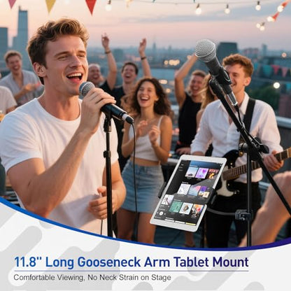 ROCKFREE Clamp Tablet Holder for Treadmill,Heavy-Duty,11.8" Gooseneck Arm