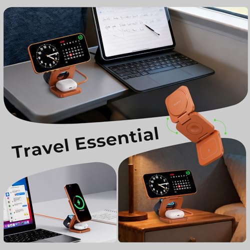 KU XIU X55 Turbo Qi2.2 25W Fast 3-in-1 Charging Station for Apple Device - color: Orange