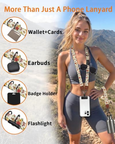 Butterfly Floral Phone Lanyard Crossbody Wrist Neck Strap Women - color: Butterfly Floral