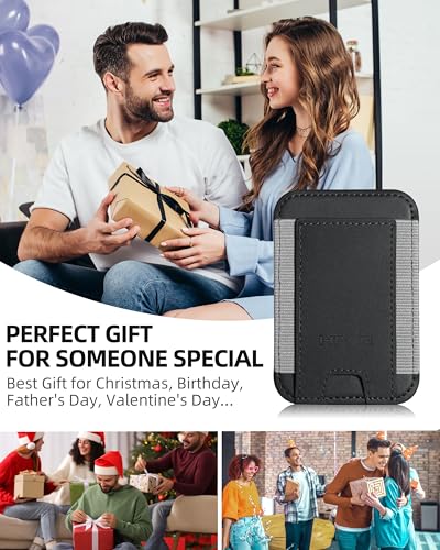 HiWe for MagSafe Wallet, 7 Cards Holder for Phone Case, RFID Blocking - color: Black Wallet - Grey Band