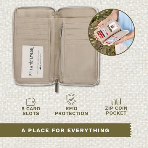 Bella Taylor Cell Phone Wristlet, Quilted Phone Wallet for Women | Lightweight, RFID blocking, phone pocket, built-in wallet, card organizer, coin pocket, secure zipper, quality construction - color: Prairie Meadow Patch
