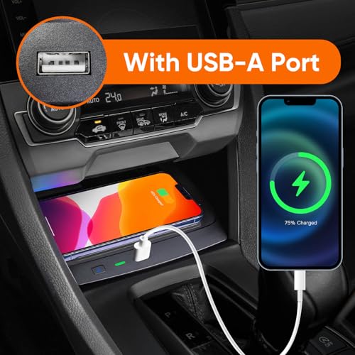 Wireless Charger for Honda Civic 2016-2021 with USB Port