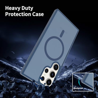 for Samsung Galaxy S23 Ultra Case Magnetic, Compatible with Magsafe 6.8 Inches Slim Fit Heavy Duty Protection Wireless Charging Lightweight Shockproof Anti-Slip Protective Phone Cover, Blue - color: Blue Magnetic